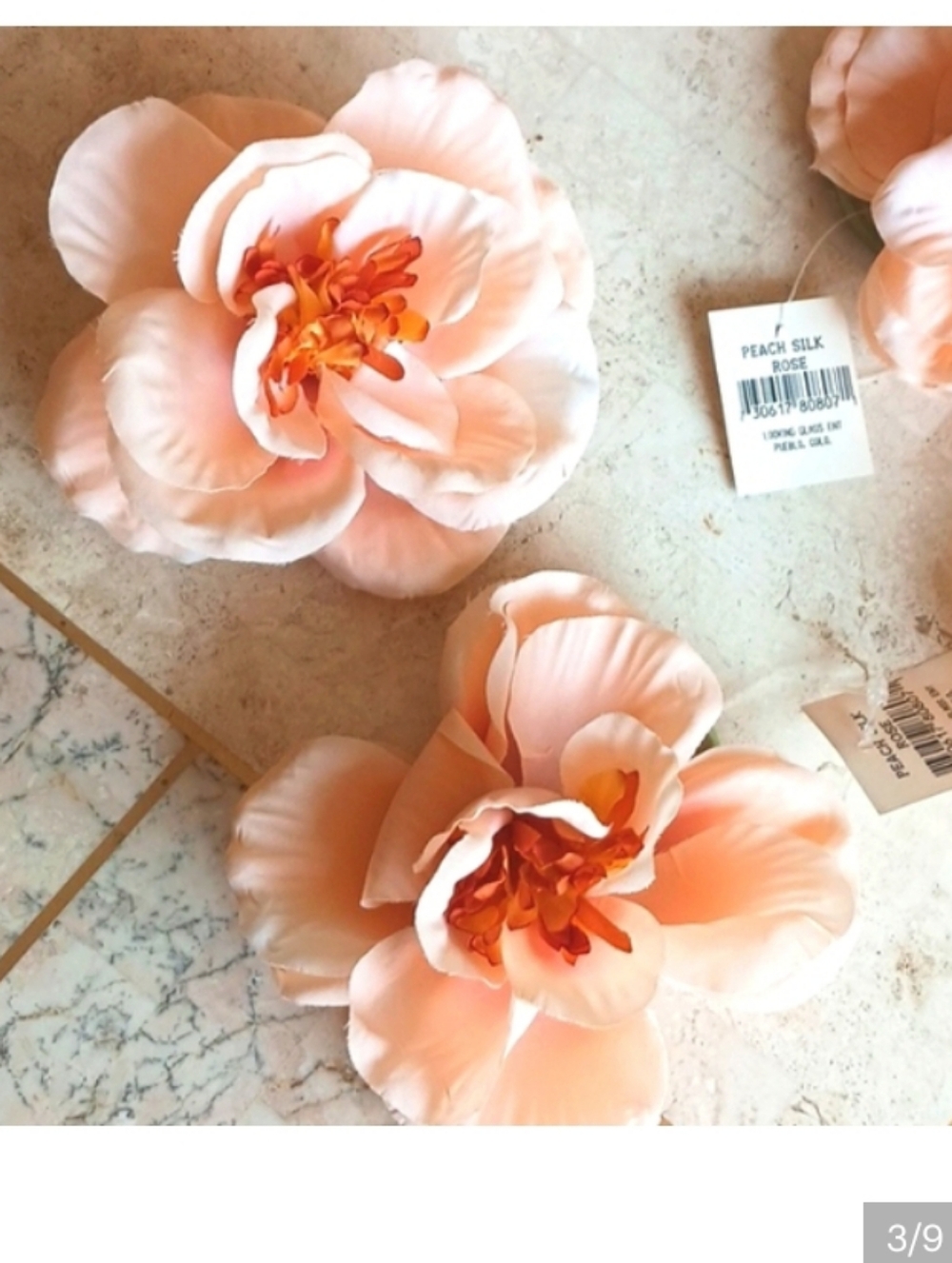 Vintage Silk Napkin Rings (8) /peach silk rose,  New.....8 Peices